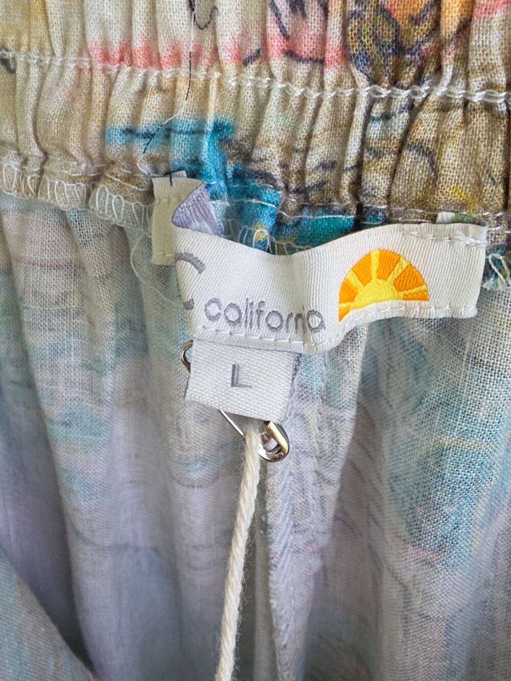 NWT C & C California wide-leg tropical print beach pants summer light weight - Picture 12 of 13